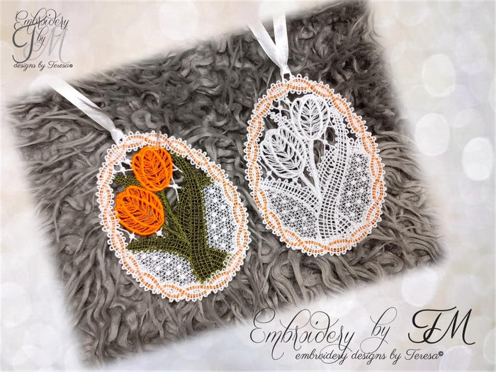 Large set Egg bobbin lace/4x4 hoop
