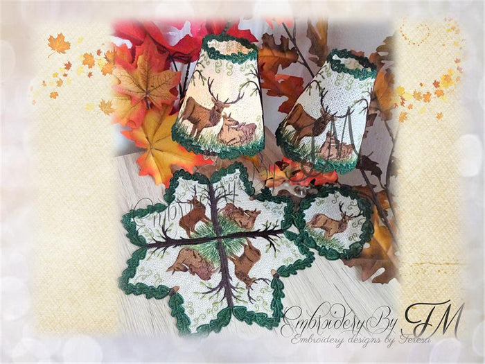 Large set  with the deers / 5x7 hoop