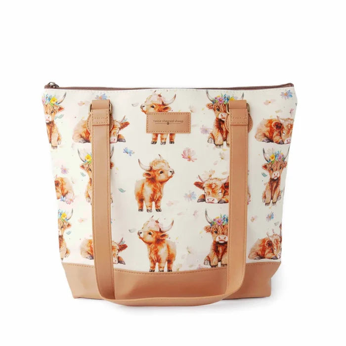 Maisy Highland Cow Mega Trinity Bag – Large Zippered Knitting Project Bag