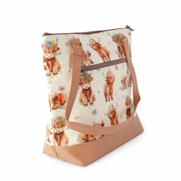 Maisy Highland Cow Mega Trinity Bag – Large Zippered Knitting Project Bag