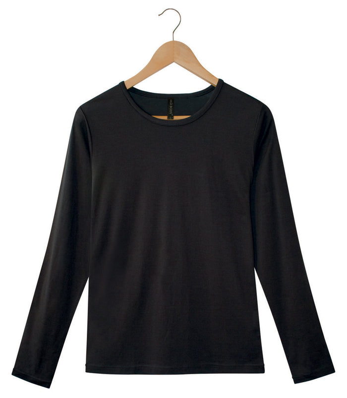 Men's Silkspun Long Sleeved Crew in Black