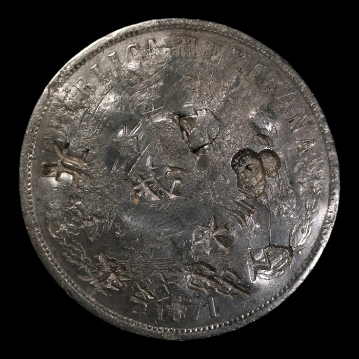 Mexico, AR 1 Peso with Chinese Chop Marks - 1871 CE - Mexico