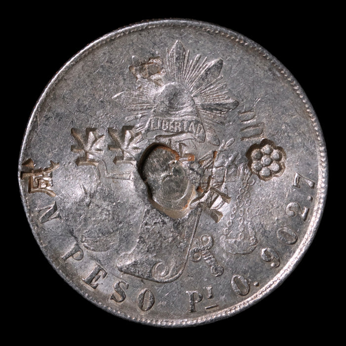 Mexico, AR 1 Peso with Chinese Chop Marks - 1872 CE - Mexico