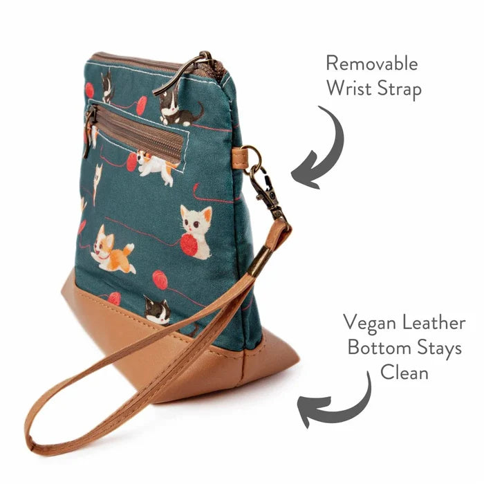 Mini Trini Bag – Small Zippered Sock Project Bag - Cats & Dogs