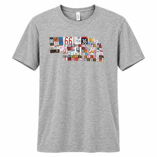 Gray license plate Nebraska shirt