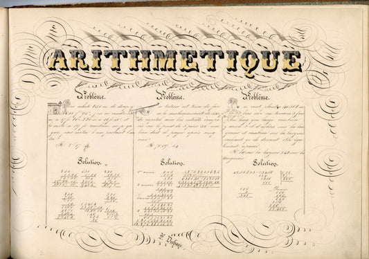 Original 1840's HAND DRAWN French Calligraphic, Penmanship Album PDF ONLY, 32 Original Leaves, Bound Book