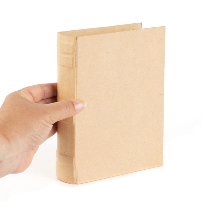 Paper Mache Book Box, 7.8" x 6" x 1.8" with Lid that Opens