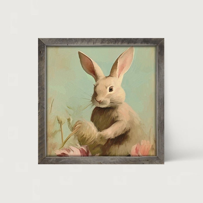 Pastel bunny in field - Framed Art