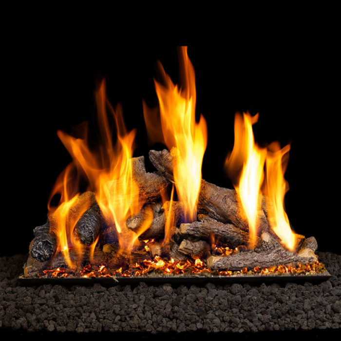 Real Fyre Shoreline Driftwood Log Set with P45 ANSI Certified Pan Burners