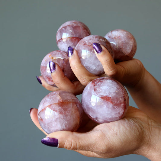 Red Fire Quartz Sphere Bundle Lot of 6 Crystal Balls
