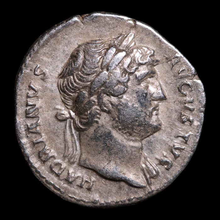 Rome, Emperor Hadrian, AR Denarius, Priestly Implements Reverse - 125 to 127 CE - Roman Empire