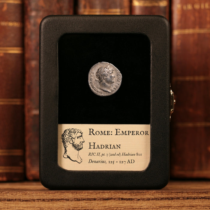 Rome, Emperor Hadrian, AR Denarius, Priestly Implements Reverse - 125 to 127 CE - Roman Empire