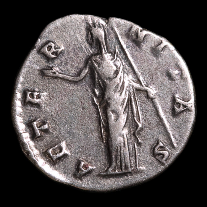Rome, Empress Faustina I, AR Denarius, Juno (Goddess of Marriage) - 141 CE - Roman Empire