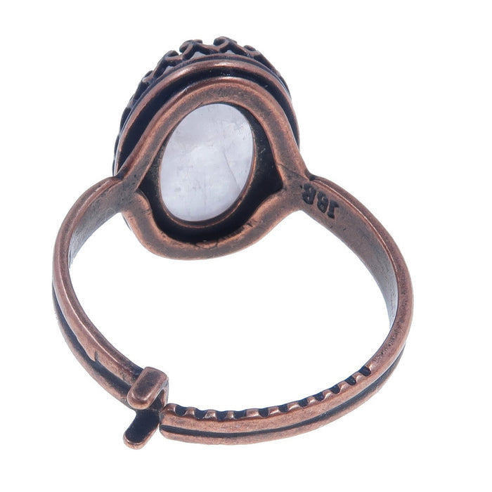 rose quartz antique copper ring