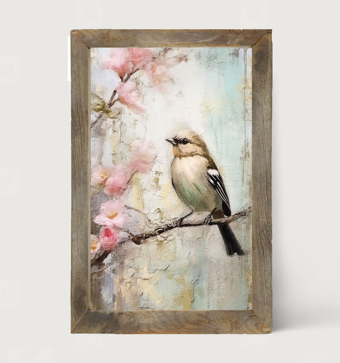 Small bird on branch - Framed Art