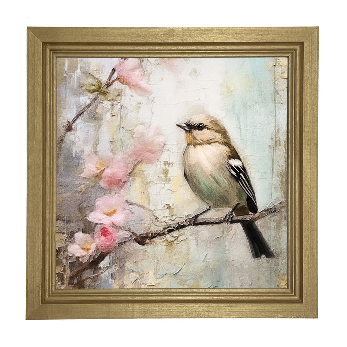 Small bird on branch - Framed Art