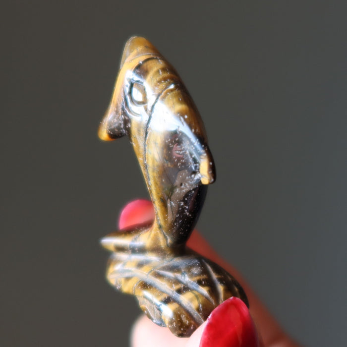 tigers eye dolphin figurine