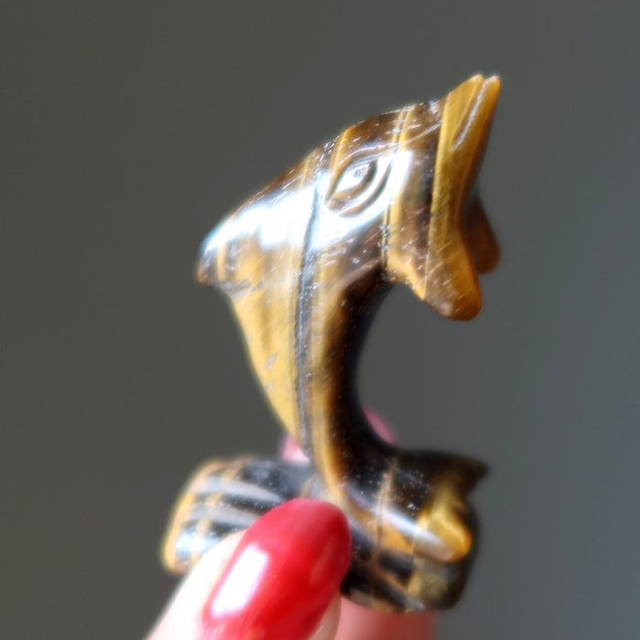 tigers eye dolphin figurine