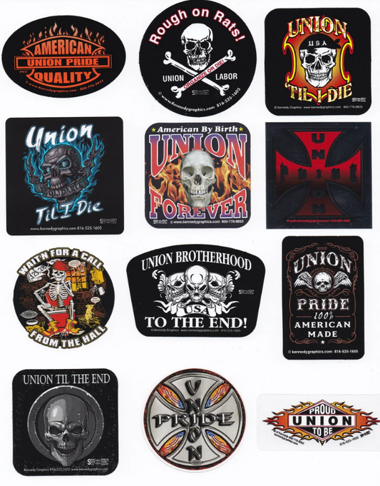 Union Hard Hat Sticker Mix 1 - Skulls, Flames & Crosses