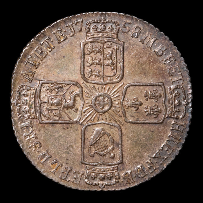 United Kingdom, King George II, AR 6 Pence - 1758 CE - United Kingdom