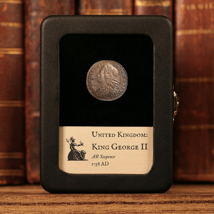 United Kingdom, King George II, AR 6 Pence - 1758 CE - United Kingdom