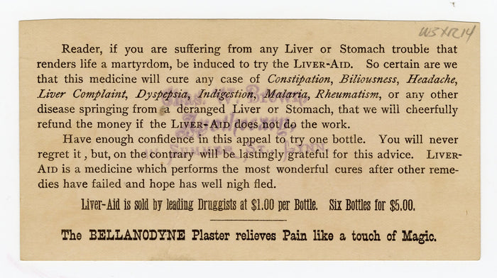 Victorian Dr. Grosvenor's Liveraid, Quack Medicine Trade Card || Ducks & Frogs