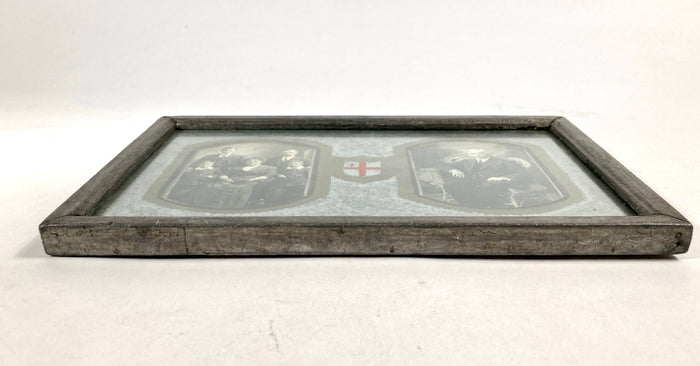 Victorian Framed Double Sided Family Portrait with Family Crest, Silver Mat