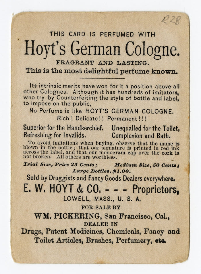 Victorian Hoyt's German Cologne, Perfume Trade Card || Grecian Fountain, Baby