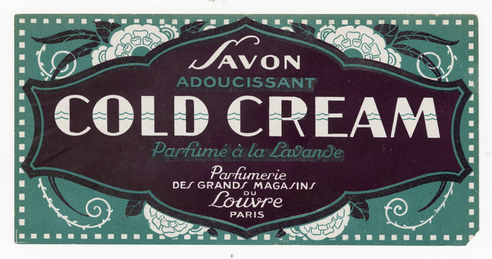 Vintage, Unused, French Art Deco COLD CREAM Perfumed with Lavender Soap Box Label SET