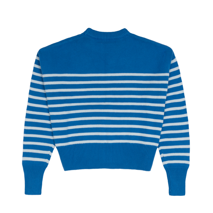 women's regatta and light blue stripe cropped knit sweater