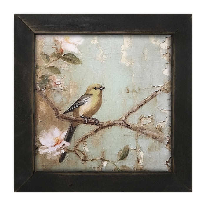 Yellow bird on branch - Framed Art