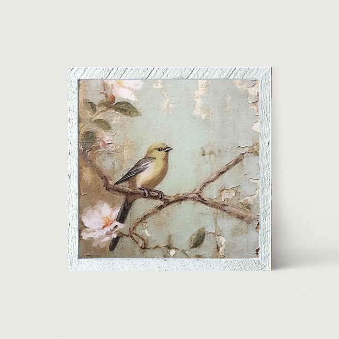 Yellow bird on branch - Framed Art
