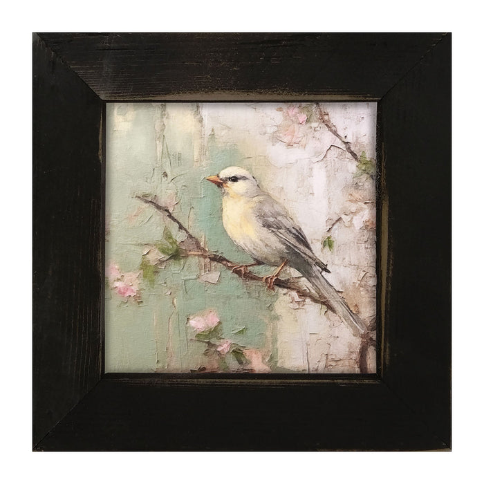 Yellow breasted bird on branch - Framed art